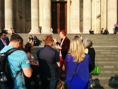 Outside St. Paul's with Vic  (with red hair) and other tour members,