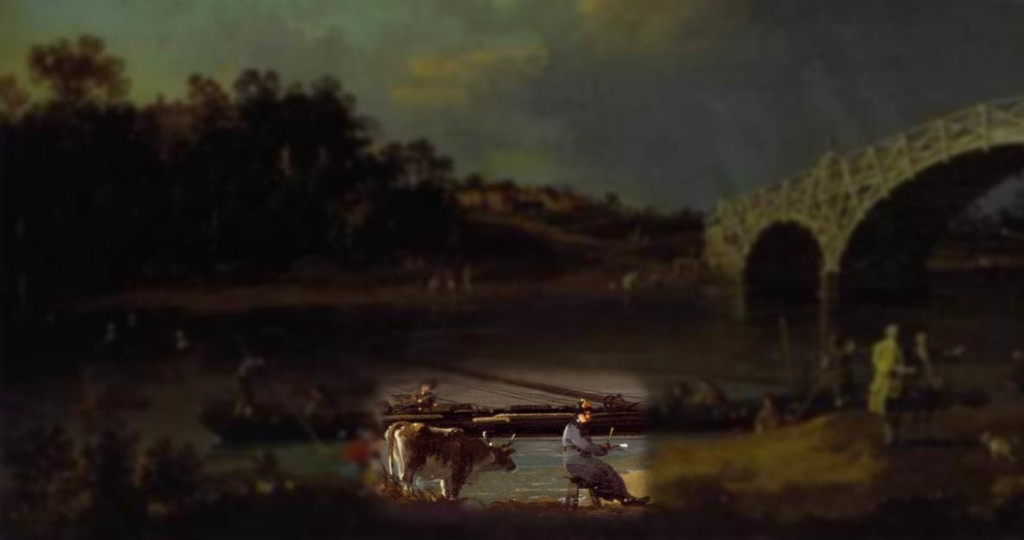 Old Walton Bridge [Detail] (1754) Canaletto